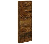 (Concrete grey, 59 x 17 x 169 cm (W x D x H)) New Wood Shoe Cabinet 5Drawer Organiser Furniture Multi Colours Multi Sizes