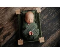 New Wooden Bed Baby Studio Shooting Toy Bed Studio Detachable Small Wooden Bed Full Moonlight Accessories Posing Props (Green)
