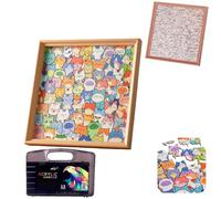 New Wooden Coloring Puzzle, DIY Wooden Cat Puzzle Frame, Paintable Creative Handmade Photo Frame, Relaxing Smooth Wood Pieces with Markers for Home Decor (12 Color#B)