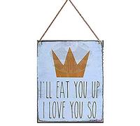 New Wooden Signs I'll eat You up I Love You so - Hand Painted - Wood Sign - Where The Wild Things are - Nursery Decor - Gallery Wall Wooden Sign 8x12 INCH Funny Gifts for Men and Women