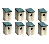 New Wooden Wood Nesting Nest Boxes Bird House Birds Blue Tit Robin Sparrow (8 x Bird Nesting Boxs)