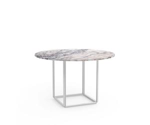 New Works Florence round dining table White viola marble. ø120 cm. white stand