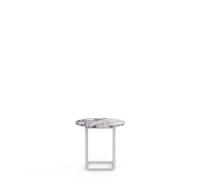New Works Florence Side Table Ø50 White Viola Marble with White Frame