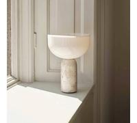 NEW WORKS Kizu LED rechargeable table lamp, beige, marble, dimmable