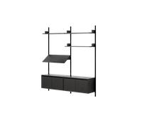 New Works Living Shelf Bookcase With Doors Low Black Ash