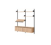 New Works Living Shelf Bookcase With Doors Low Oak/ Black