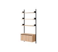 New Works Wall Shelf 1900 Bookcase With Doors Low Oak/ Black