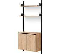 New Works - Wall Shelf 1900 Tall Cabinet With Doors, Oak / Black - Black