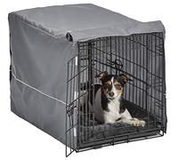 New World Double Door 76 cm Dog Crate Kit, Bundle Includes a Two-Door Cage, Matching Gray Bed and Crate Cover, For Medium-Sized Breeds