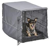New World Double Door 91 cm Dog Crate Kit, Bundle Includes a Two-Door Cage, Matching Gray Bed and Crate Cover, For Medium to Large Sized Breeds