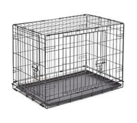 New World Double Door Folding Metal 76 cm Dog Crate, Enhanced Security, Includes Leak-Proof Pan, For Medium-Sized Breeds