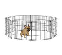 New World Folding Metal Dog Exercise Pen and Pet Playpen with No Door, Includes Grounding Stakes and Provides 1.5 Meters of Play Space, 61cm Tall, Black E-Coated