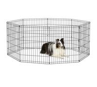 New World Folding Metal Dog Exercise Pen and Pet Playpen with No Door, Includes Grounding Stakes and Provides 1.5 Meters of Play Space, 76cm