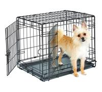 New World Newly Enhanced Double Door 60.96 cm (24-Inch) Dog Crate for Small Dog Breeds; Includes Leak-Proof Pan, Floor Protecting Feet, & New Patented