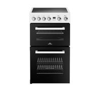 New World NW FDO 444412057, 50E,50cm, LED Clock & Programmable Timer, Electric, Four Zone Ceramic Double Oven Freestanding White Cooker- HxWxD (90x49x59cm) - 1 Year Warranty