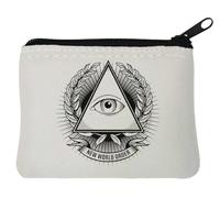 New World Order Illuminati Art Neoprene Coin Purse Pouch 10x11cm White