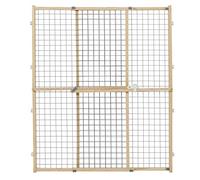 New World Wire Mesh Pet Safety Gate, Dog Gate Expands From 73.6 - 127cm Wide, 111.7cm Tall, Wood, Powder Coated Wire