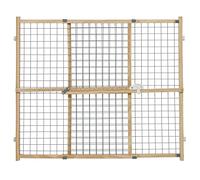 New World Wire Mesh Pet Safety Gate, Dog Gate Expands From 73.6 - 127cm Wide, 81.3cm Tall, Wood, Powder Coated Wire