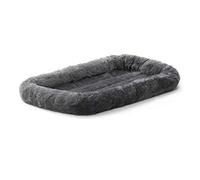 New World XS Dog Bed - Gray Faux Fur Bolster, Ultra-Soft and Machine Washable, Fits 59 cm Crates and Carriers, for Small Dogs and Cats