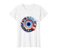 New Worlds via Portal with Wormhole and Whitehole Value Graphic T-Shirt, Women, White, L