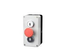 New XB2 Metal Button Switch Control Box Start Stop Industrial Identification Symbol self Reset Circular Emergency Stop Switch(3Hole-02)