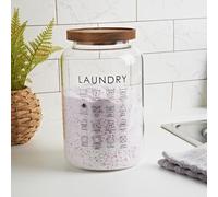 New XL Laundry Jar with Wooden Lid & Scoop, Keep Your Laundry Routine Neat, Complete With A Scoop for Easy Measuring, A Wooden Lid to Keep Contents Fresh, Ideal for Storing Washing Powder.