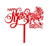 New Year 2026 Cake Topper | 2D Acrylic Lunar New Year Horse Birthday Decoration,Cupcake Decor Picks | for Teens Adults Collectors Bakeries Home Bakers Themed Events Family Gathering