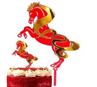 New Year 2026 Cake Topper | 2D Acrylic Lunar New Year Horse Birthday Decoration | Festive Cake Decoration - for Teens Adults Collectors Bakeries Home Bakers Themed Events Family Gathering