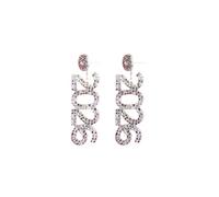 New Year 2026 Letters Drop Dangle Earrings for Women Shiny Crystal 2026 Letters Earrings New Year's Eve Dance Party Jewelry Gifts, 3 cm, Zinc, No Gemstone