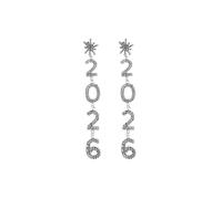 New Year 2026 Letters Fireworks Drop Dangle Earrings for Women Crystal 2026 Letters Earrings New Year's Eve Dance Party Jewelry Gifts, 3 cm, Zinc, No Gemstone