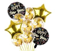 New Year Balloons 2026, Happy New Years Balloons, Black & Gold Transparent Foil Balloons for New Year Party Decorations, Christmas, Countdown Party, Birthday, Anniversary, Festive Supplies (Style 1)