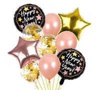 New Year Balloons 2026, Happy New Years Balloons, Black & Gold Transparent Foil Balloons for New Year Party Decorations, Christmas, Countdown Party, Birthday, Anniversary, Festive Supplies (Style 2)