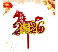 New Year Cake Topper 2026, 2D Acrylic Chinese New Year Birthday Accessories, Cupcake Decoration Picks - for Birthday Parents, Bakeries, Hobby Bakers, Collectors, Theme Meetings, Family Reunions