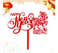 New Year Cake Topper 2026-2D Acrylic Chinese New Year Birthday Accessories | Holidays Cupcake Tips | For Birthdays Parents Children Teenagers Adults Bakeries Hobby Bakers