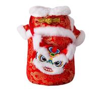 New Year Cat Costume Winter Apparel Dog Tang Suit for Bichon Puppy Holiday M Red