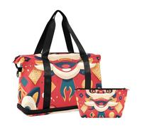 New Year Chinese Red Gym Tote Bag Carry on Weekender Overnight Bag with Adjustable Strap for Trekking Multifunctional, new year Chinese red, One Size