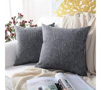 New Year/Christmas Decorations Cotton Linen Blend Decorative Square Throw Pillow Cover Cushion Covers Pillowcase Home Decor for Party/Xmas Set of 2-Slate Grey_20"x20"