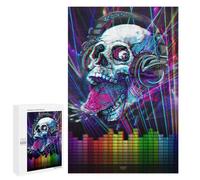 New Year Decoration: Rad Raspberry Music Skull, 1000 PCS, Decorative Wooden Puzzle, for Screen-Free Relaxation at Home