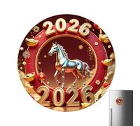 New Year Decorations | 2D Horse Sticker 2026 New Year, Chinese Fridge Magnets with Bell | Suitable for Parties Parties in the Living Room Kitchen Office on Door Cabinet Chalkboard