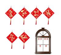 New Year Decorations 6pcs Vietnamese New Year 2026 Red Gold Theme Paper Ornaments for Potted Plants Library Home Entrance Tree Wall Window