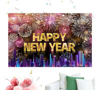 New Year Decorative Backdrop | Two-Dimensional Christmas Decoration 0.9 x 1.5 Meters, Festive Background for Photo Booth | for Parties School Events Family Meetings Window Home Office Decoration