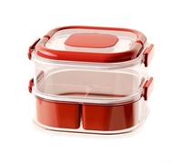 New Year Divided Snack Candy Box with Silicone Seal, Large Capacity Dust-Proof Storage Container for Nuts Fruits Dried Snacks, Red and White(red)