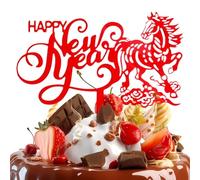 New Year Eve Cake Topper | 2D Acrylic Year of the Horse Birthday Supplies | Festive Cake Decoration,for Birthday Parents Bakeries Home Bakers Collectors Themed Events Family Gathering Graduation