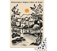 New Year Gift: Adult Jigsaw 1000 Pieces, Provence-Alpes-Côte DAzur Illustration, 52x38cm/1000pcs