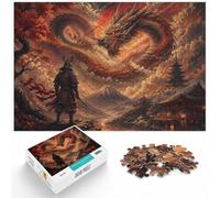 New Year Gift: Adult Jigsaw 1000 Pieces, Samurai Facing Dragon at Torii Gate, 1000pcs (40x28cm)