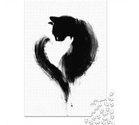 New Year Gift: Black Cat Heart 1000 Piece Jigsaw, 38x26cm/1000pcs | For relaxed weekends: Adult jigsaw puzzle with 1000 pieces brings a classic challenge to rainy-day downtime.