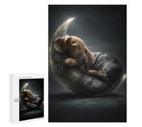 New Year Gift - Dachshund Sleeping on The Moon, Challenging Puzzle for Adults, 1000 PCS, with A Decorative Finished Picture