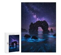 New Year Gift - 'Enchanted Rock Arch Under The Milky Way - Glowing Ocean & Starry Night, Challenging Puzzle for Adults, 300 PCS, with A Decorative Finished Picture