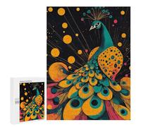 New Year Gift: Majestic Peacock Illustration Vibrant And Elegant Design Peacock with Colorful Feathers, 500 PCS, Wooden Jigsaw Puzzle for Adults, for Mindful Indoor Entertainment
