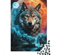 New Year Gift: Mystical Moon Lone Wolf 1000 Piece Jigsaw, 52x38cm/1000pcs